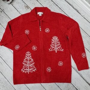 Allison Daley zip up Christmas sweater  medium